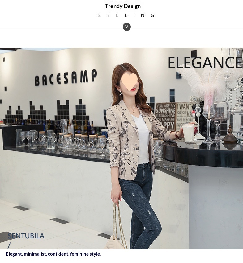 Women's Blazer Slim Fit Single Button Lightweight Spring Jacket_voghion.com