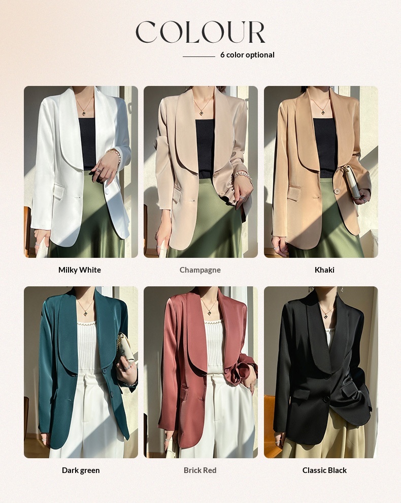 Women's Satin Blazer Elegant Loose Lightweight Jacket For Summer_voghion.com