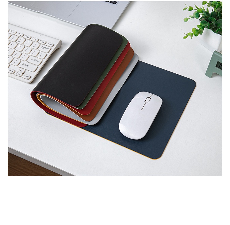 Tappetino per mouse da ufficio/computer quadrato in pelle, piccolo, bifacciale, semplice, portatile, per studenti, scrivania, gaming_voghion.com