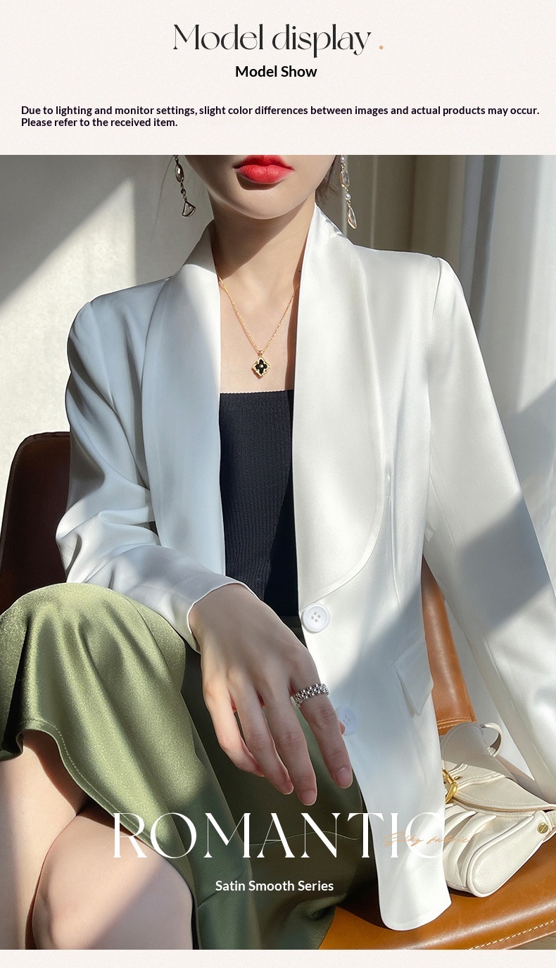 Women's Satin Blazer Elegant Loose Lightweight Jacket For Summer_voghion.com