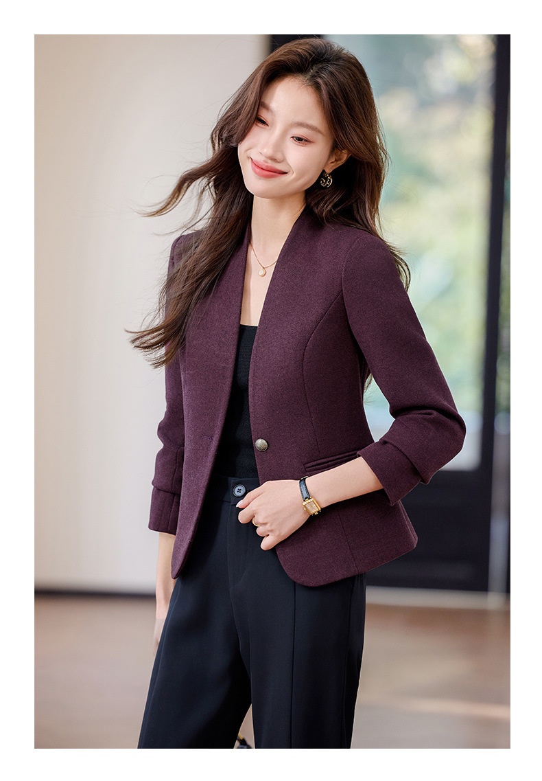 Collarless Blazer For Women Elegant Casual Short Lightweight Coat_voghion.com
