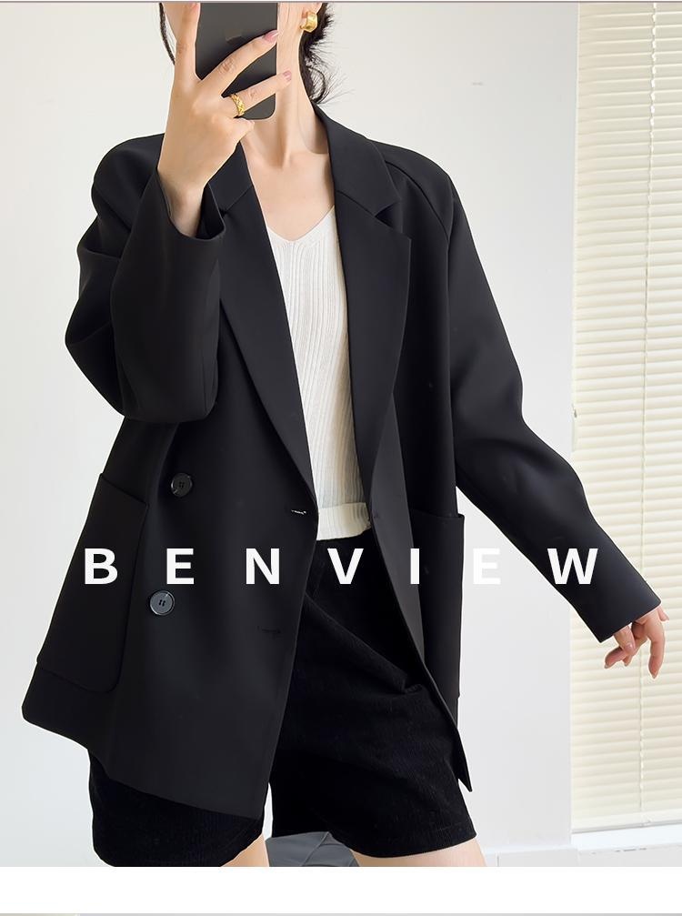Blazer femme ample décontracté avec couleurs contrastées_voghion.com