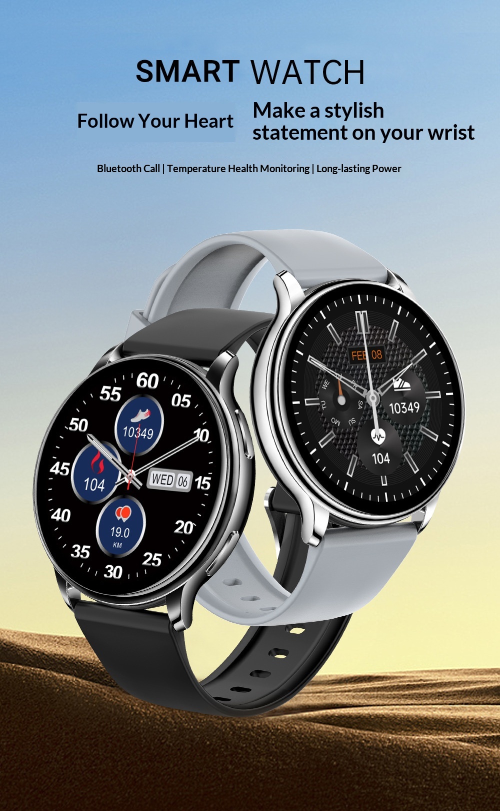 Smart Watch With Heart Rate And Blood Oxygen Monitoring_voghion.com