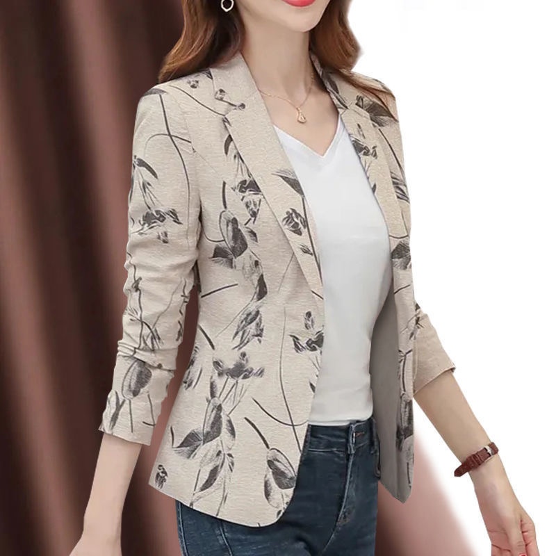 Frühling und Sommer: Neue, schmal geschnittene, einreihige, kurze Damenjacke in Übergröße mit langen Ärmeln, leichter Blazer_voghion.com