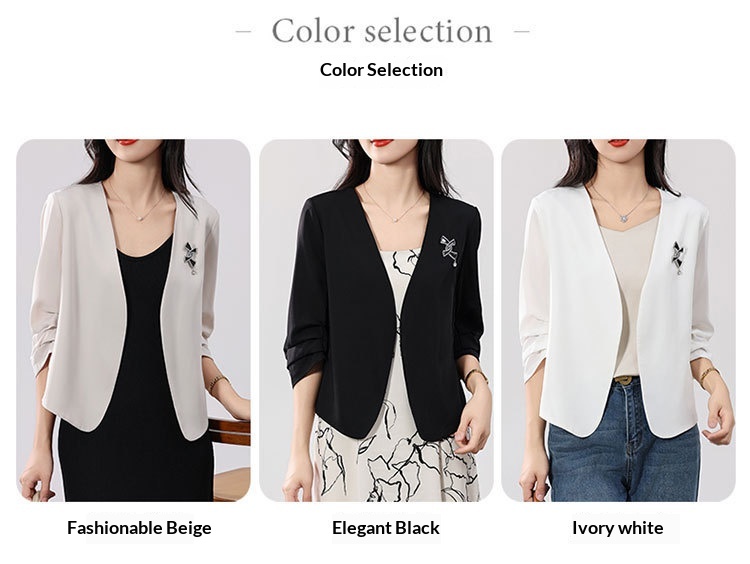 Women's Lightweight Blazer Jacket Solid Colour Petite Fit Summer_voghion.com