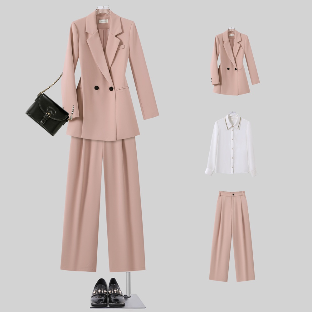 Ensemble pantalon large et blazer ample pour femme grande taille_voghion.com