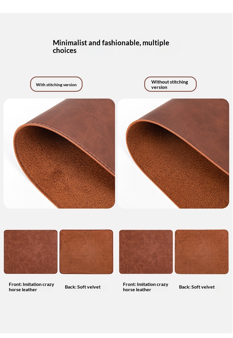 Mauspad aus hautfreundlichem Crazy Horse Leder mit authentischer Textur, extra groß, personalisierbar, für Büro, Computer, Schreibtisch._voghion.com