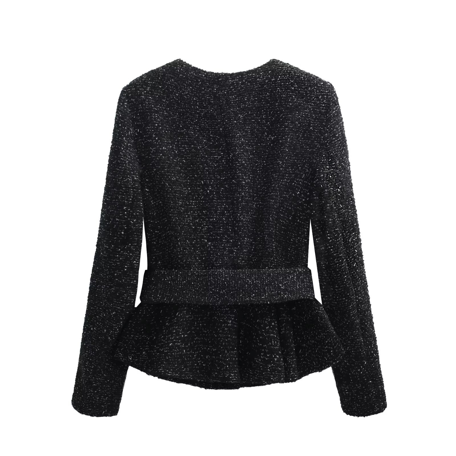 PB&ZA Cross-border Supply 2025 Autumn New European And American Style French Fashion Textured Blazer With Belt_voghion.com