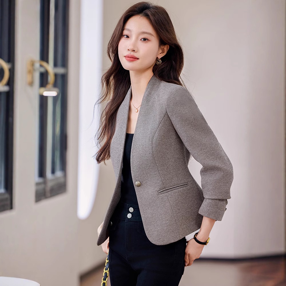Kragenloser Damenblazer 2025 – Neue Frühjahr/Herbst-Kollektion: Lässig-elegante, hochwertige Kurzjacke für zierliche Frauen_voghion.com
