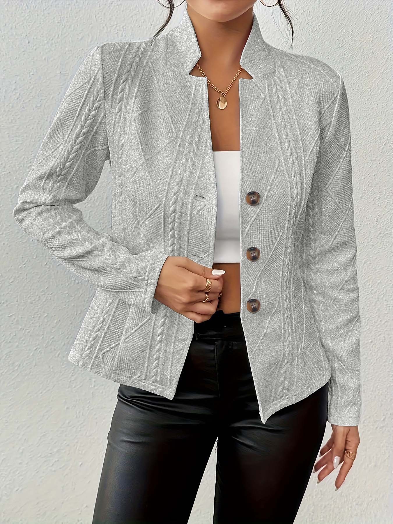 Women's Lightweight Blazer With Button Pattern For Autumn Winter_voghion.com