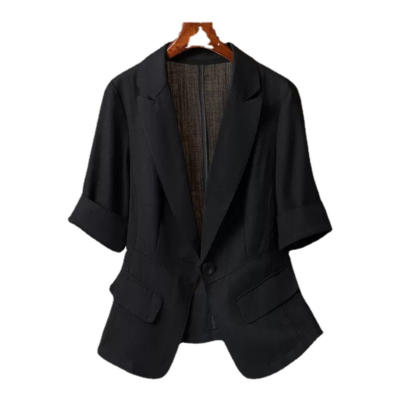 Lightweight Small For Women 2024 Summer New Petite Casual Slim Fit Short Sleeve Blazer Top_voghion.com