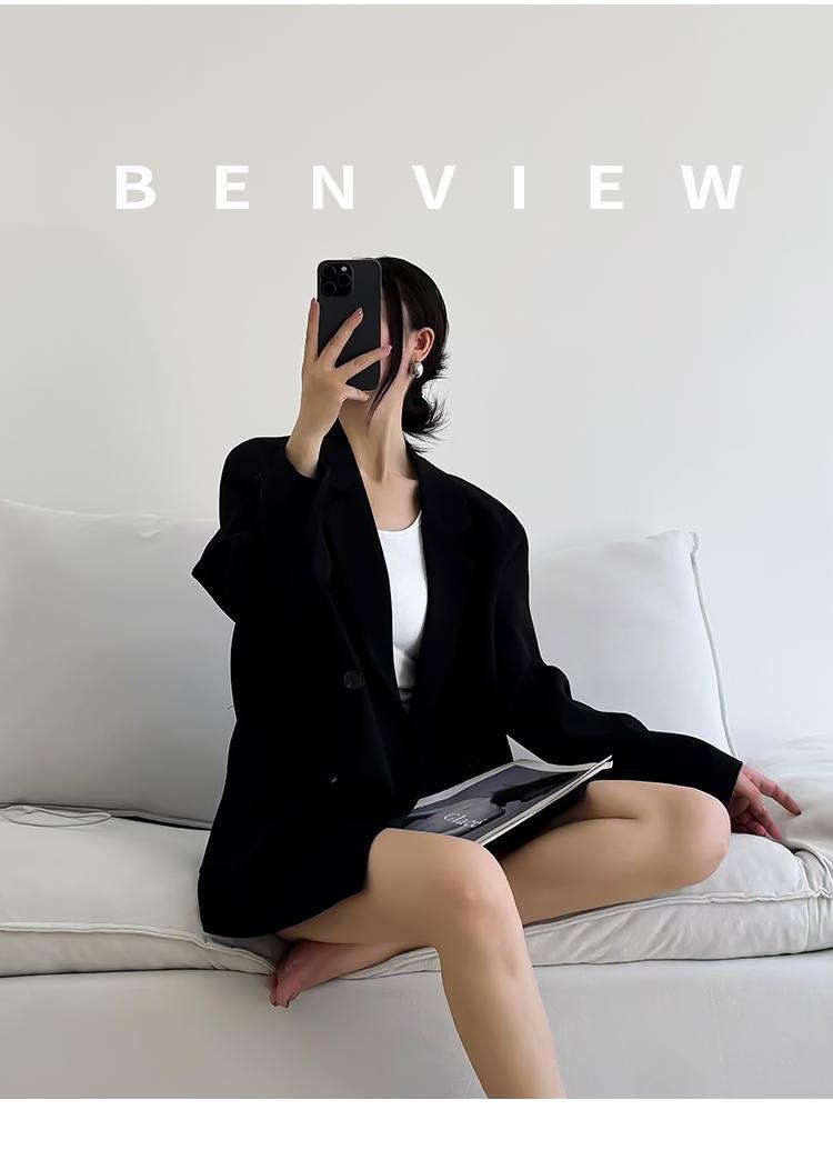 Blazer femme ample décontracté avec couleurs contrastées_voghion.com