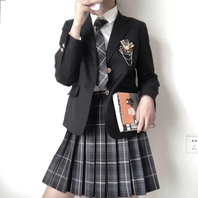 Dames blazer en rok japanse schooluniform stijl set_voghion.com