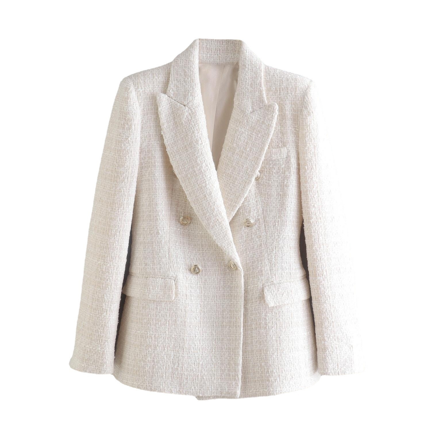 AliExpess Wholesale Sping New Women's Fashion Euopean And Ameican Style Textued Double-Beasted Pocket Casual_voghion.com