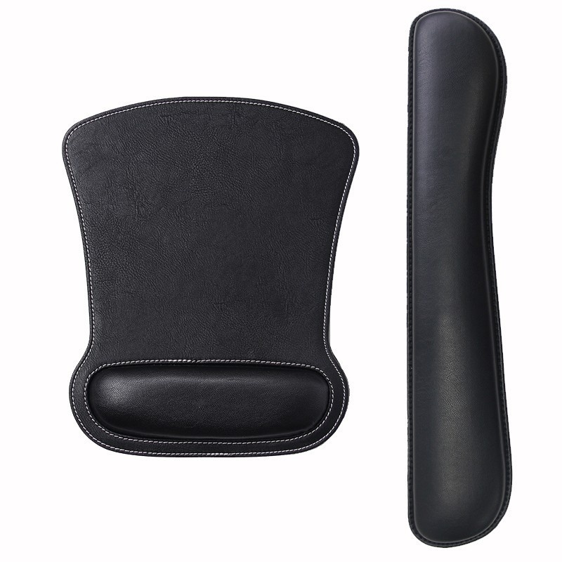 High-End PU Leather Soft Surface Keyboard Rest Computer Wrist Gaming Mouse Pad_voghion.com