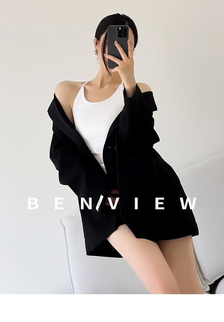 Blazer femme ample décontracté avec couleurs contrastées_voghion.com