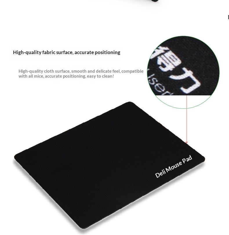 Deli 3692 Mouse Block Black Office Gaming Rubber Soft Pad_voghion.com