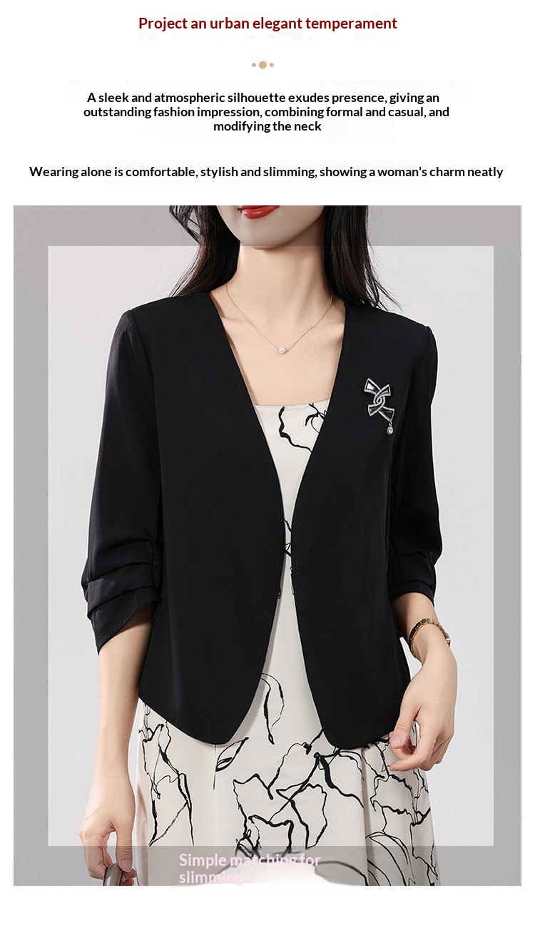 Women's Lightweight Blazer Jacket Solid Colour Petite Fit Summer_voghion.com