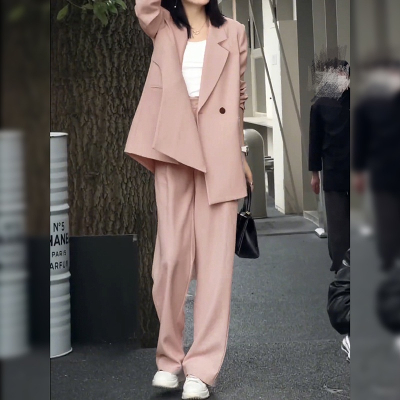 Ensemble pantalon large et blazer ample pour femme grande taille_voghion.com
