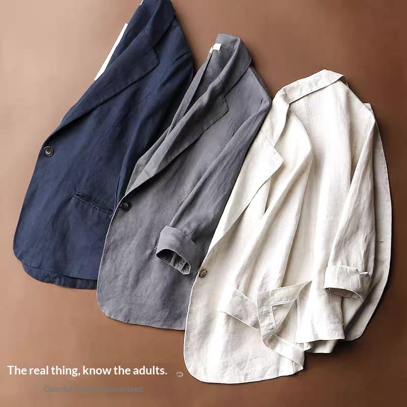 New Women's Blazer 2026, Thin, Short, Korean Style, Slim Fit, Plus Size, Three-quarter Sleeve Suit_voghion.com