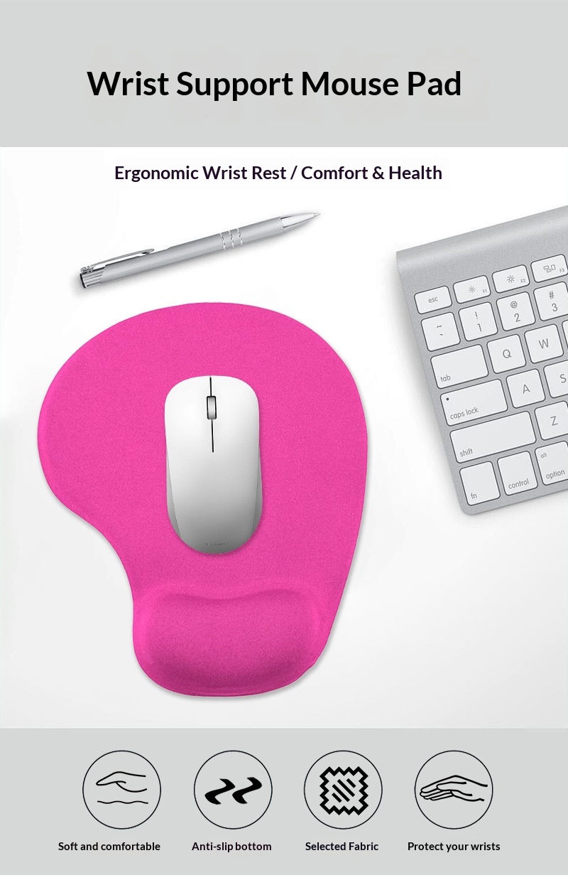 Repose-poignet de souris antidérapant en silicone pour bureau, jeu et bureau, couleur unie_voghion.com