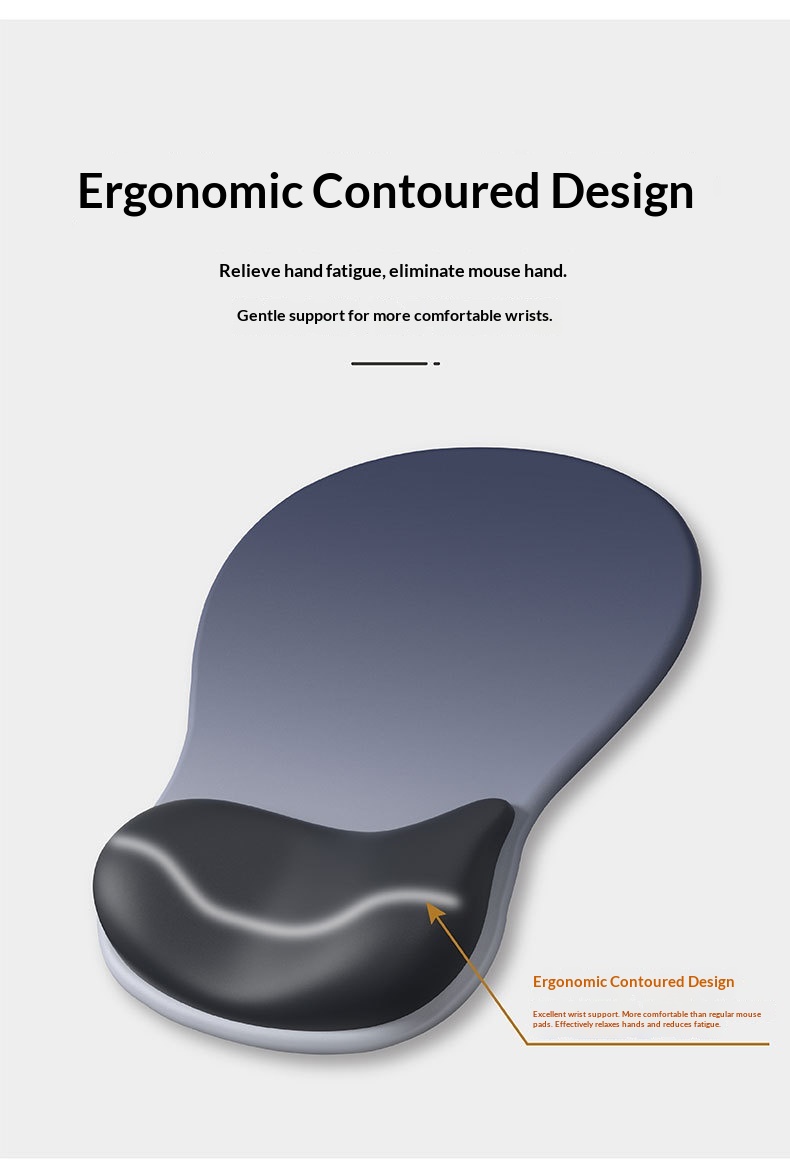 Rest Silicone Wrist Support Gradient Simple Thickened Non-Slip Ergonomic Computer Mouse Pad_voghion.com