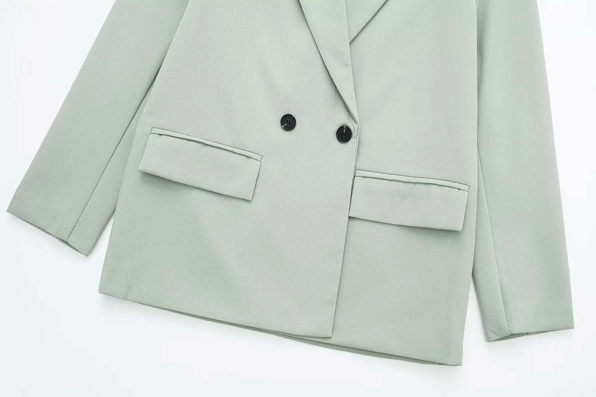 Women's Double-breasted Blazer Loose-fitting Mid-length Coat_voghion.com