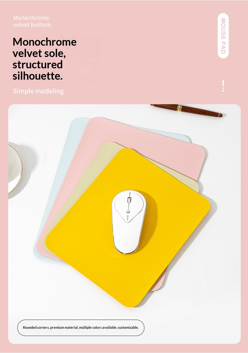 Solid Color Simple Leather Small Size Advertising Computer Laptop Office Gaming Mouse Pad Customizable_voghion.com