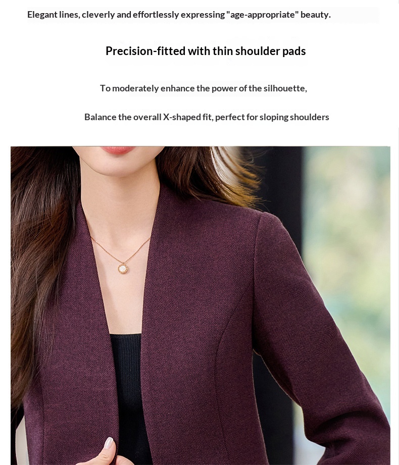 Collarless Blazer For Women Elegant Casual Short Lightweight Coat_voghion.com