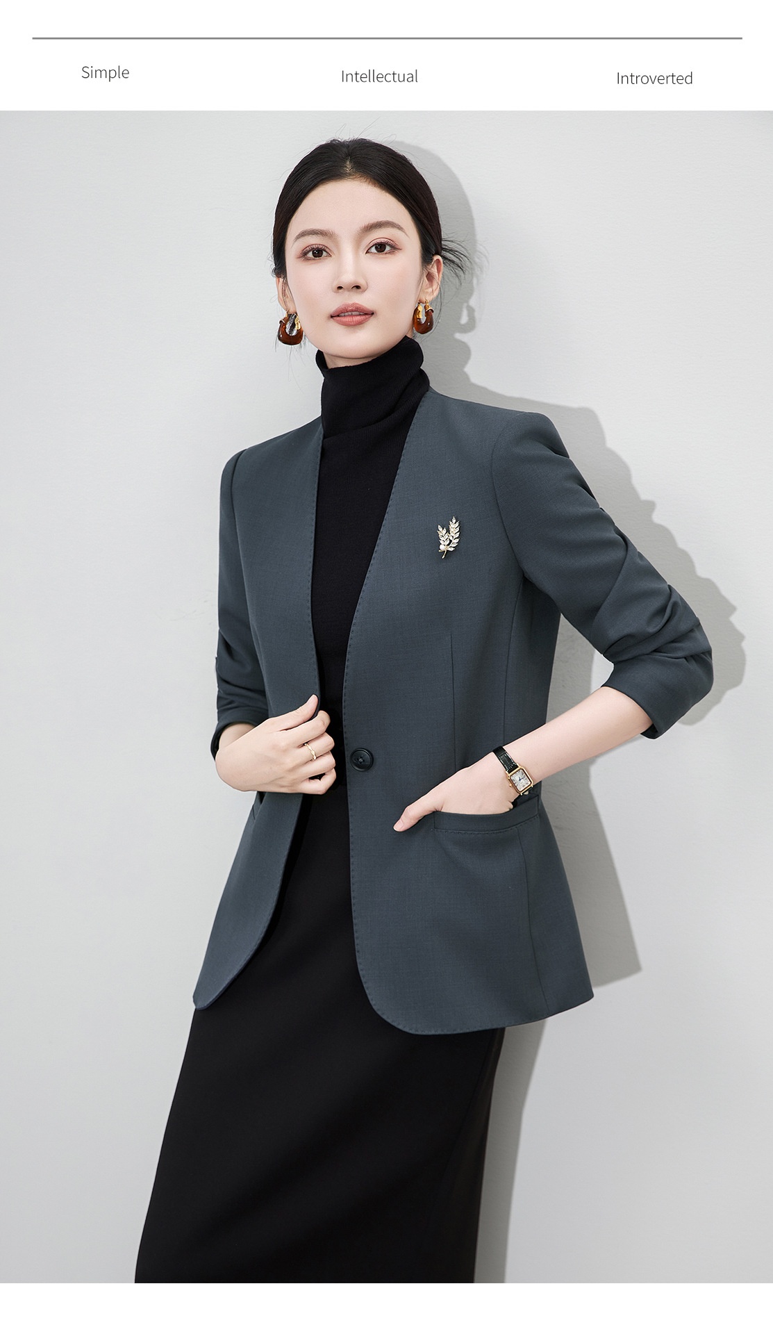 Blazer professionale da lavoro con decorazione in perline donna_voghion.com