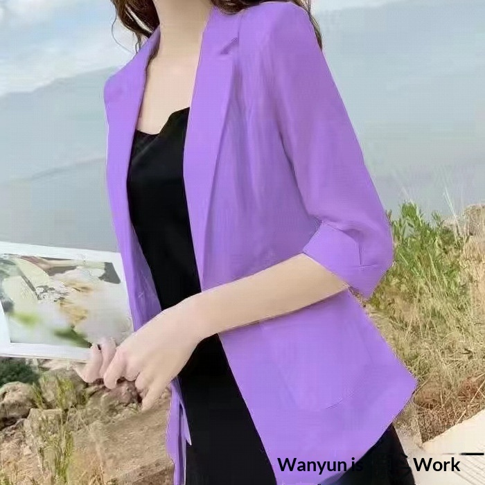 Lightweight Women's Linen Blazer For Summer Sun Protection Style_voghion.com