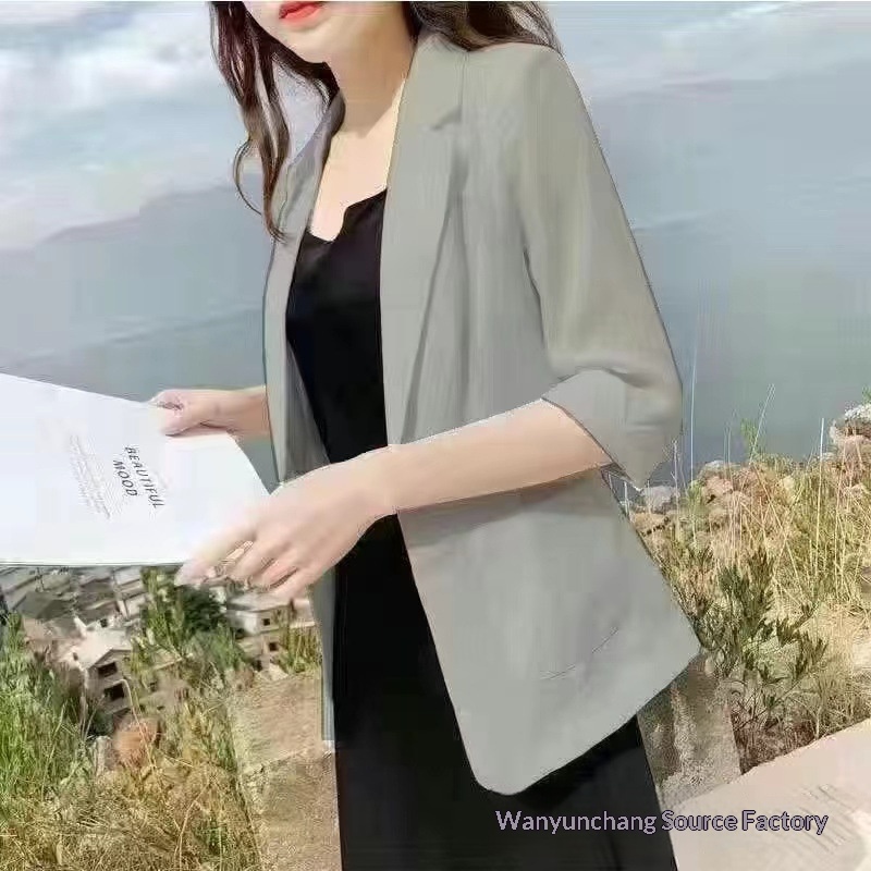 Women's Linen Thin Sun-Protective Jacket, 2025 New Korean Style Professional Short Blazer, Versatile For Summer_voghion.com