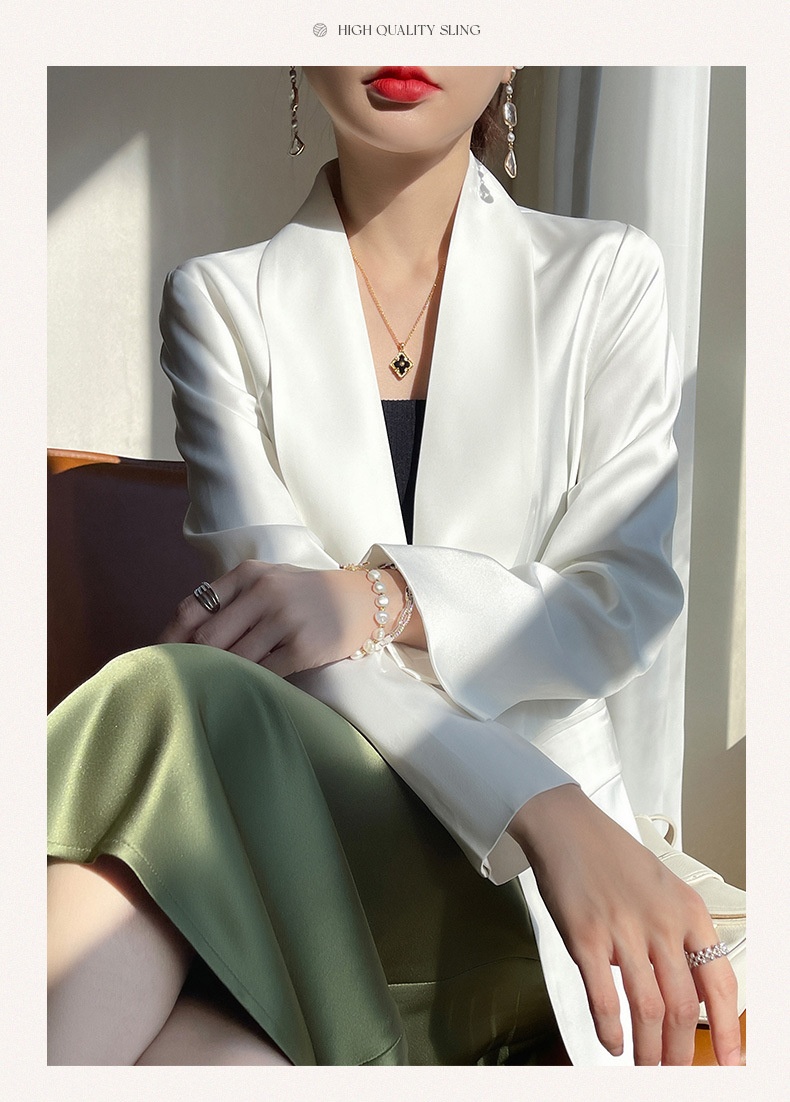 Women's Satin Blazer Elegant Loose Lightweight Jacket For Summer_voghion.com
