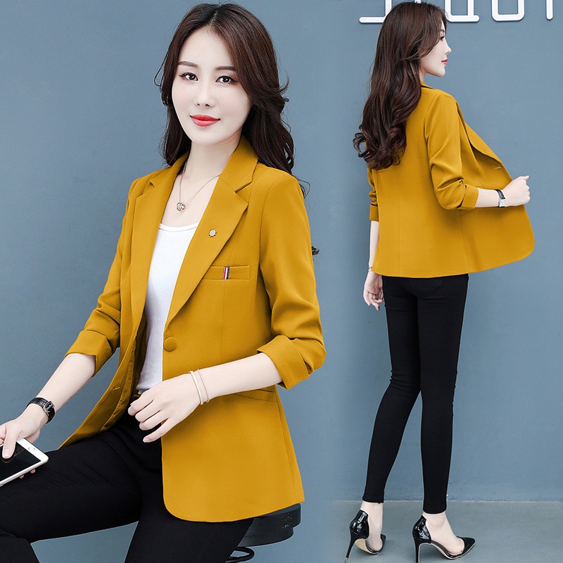 2025 Women's Korean-style Blazer, Spring Autumn Elegant Petite Jacket, Slim Fit, Simple And Versatile, Short Style_voghion.com