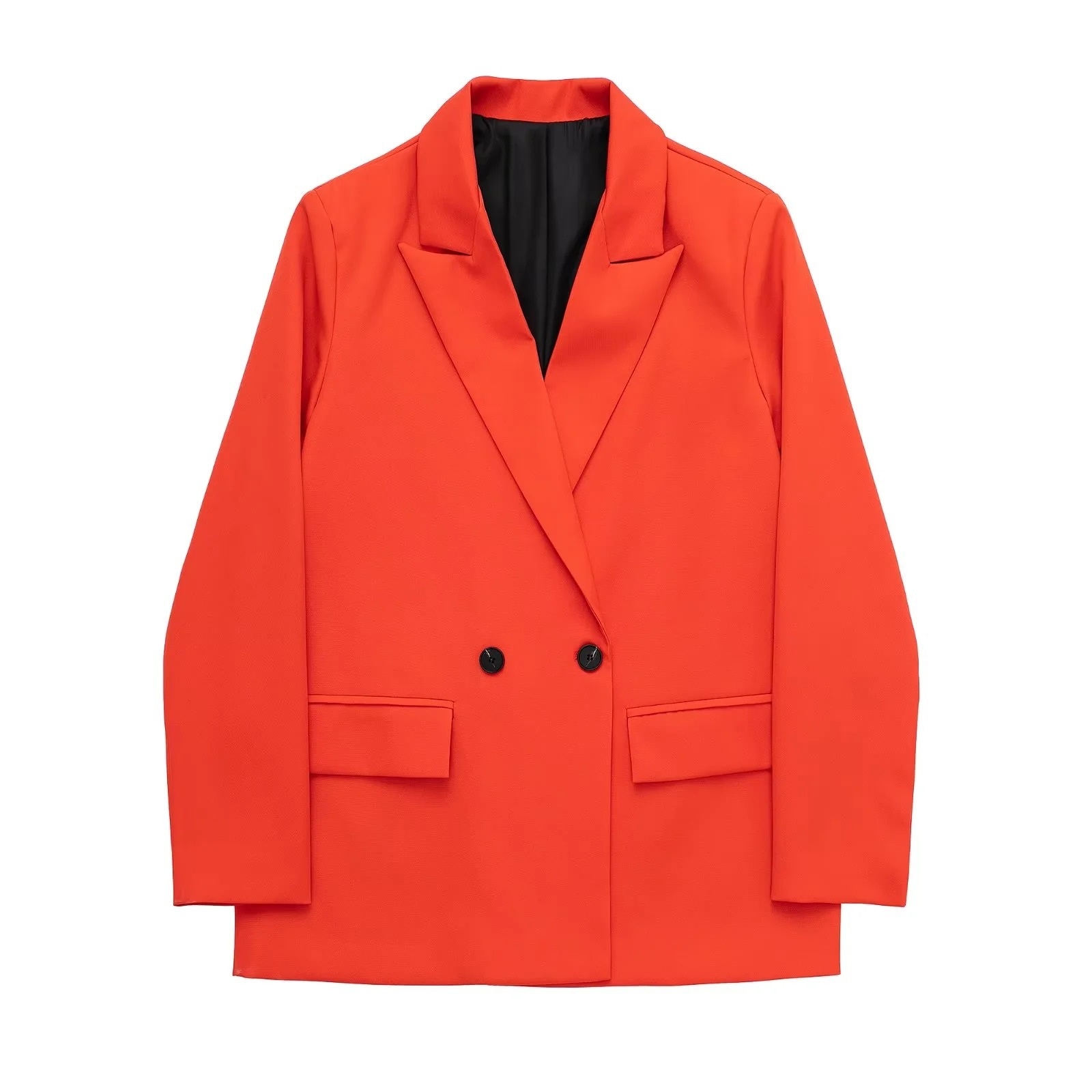 Women's Double-breasted Blazer Loose-fitting Mid-length Coat_voghion.com