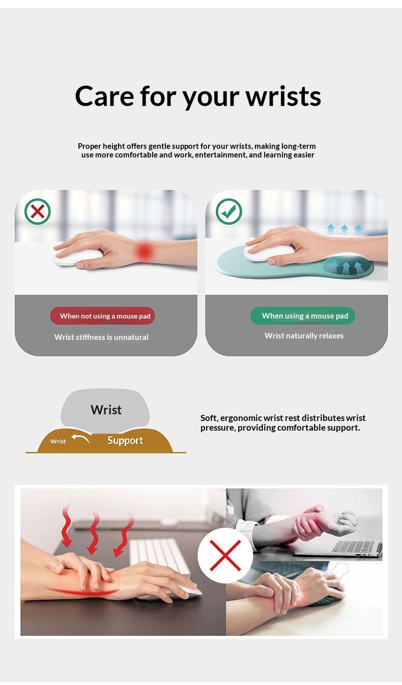 Rest Silicone Wrist Support Gradient Simple Thickened Non-Slip Ergonomic Computer Mouse Pad_voghion.com