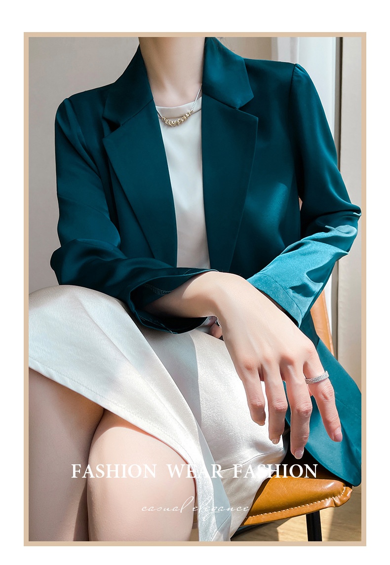 Satin Blazer For Women High End Versatile Lightweight Suit Jacket_voghion.com