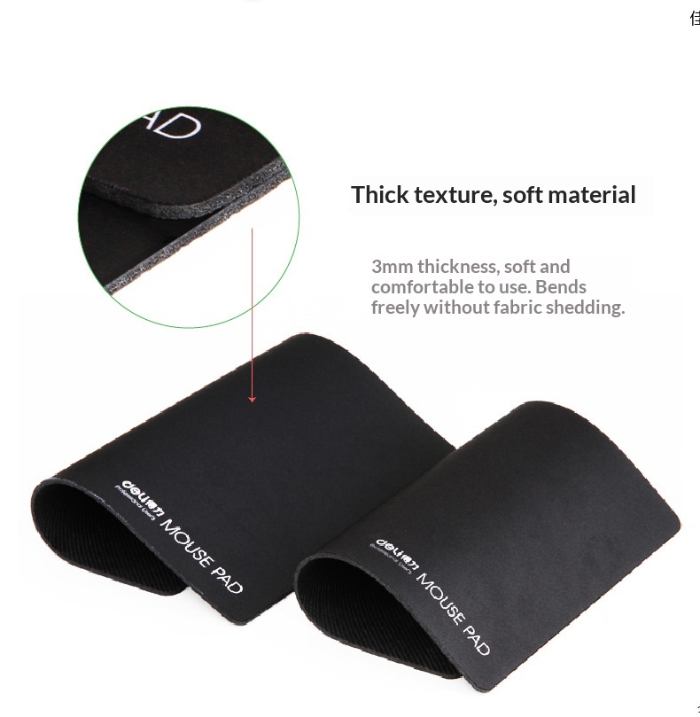Deli 3692 Mouse Block Black Office Gaming Rubber Soft Pad_voghion.com