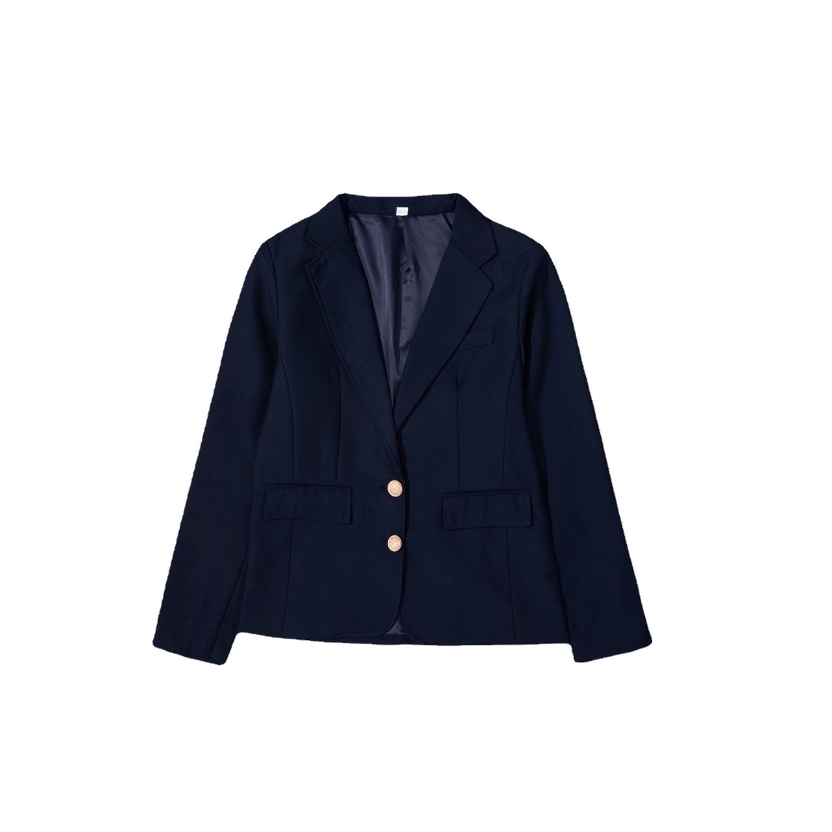 JK Suit Elegant Commuter Color V-neck Single Two-button Breasted Small Blazer Jacket Petite Soft Girl School Uniform_voghion.com