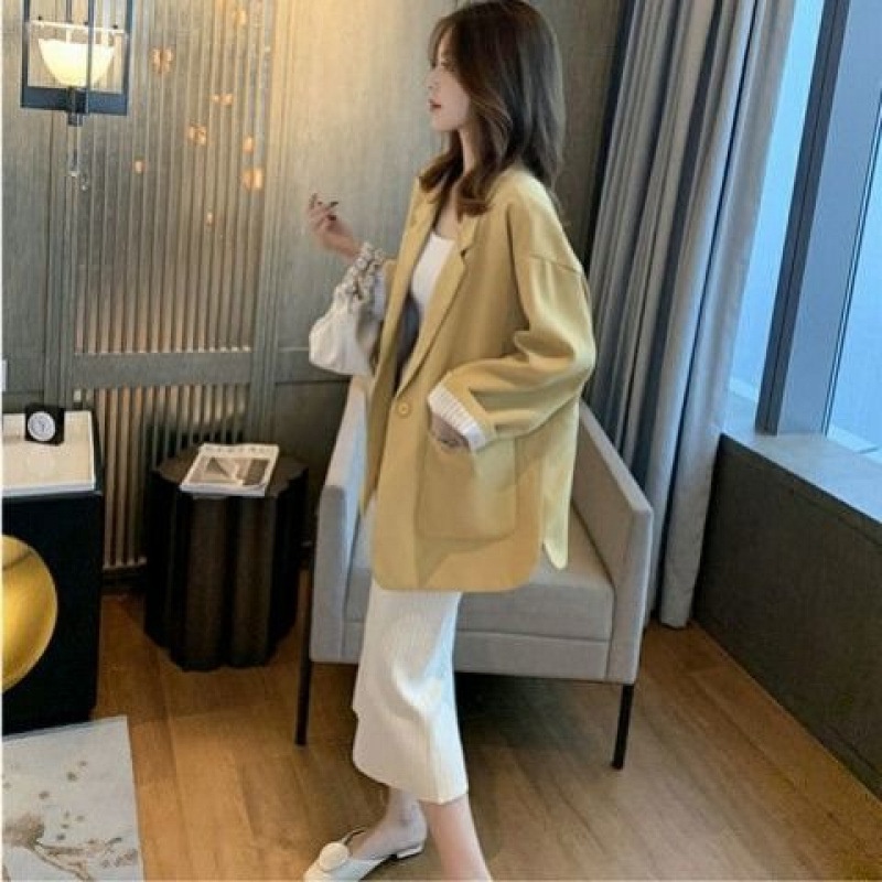 Women's Blazer 2026 Spring And Autumn Mid-Length Korean Style Popular Loose Casual Versatile Internet Celebrity Coat Top_voghion.com