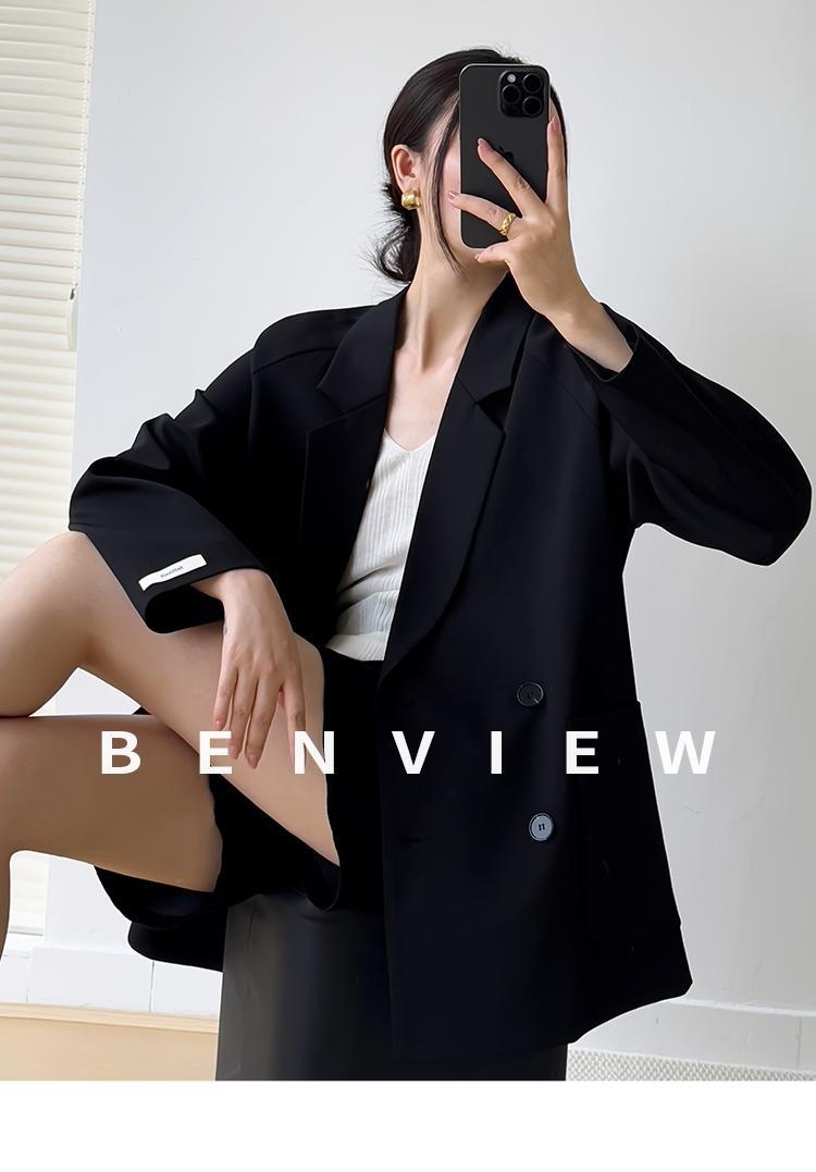 Blazer femme ample décontracté avec couleurs contrastées_voghion.com