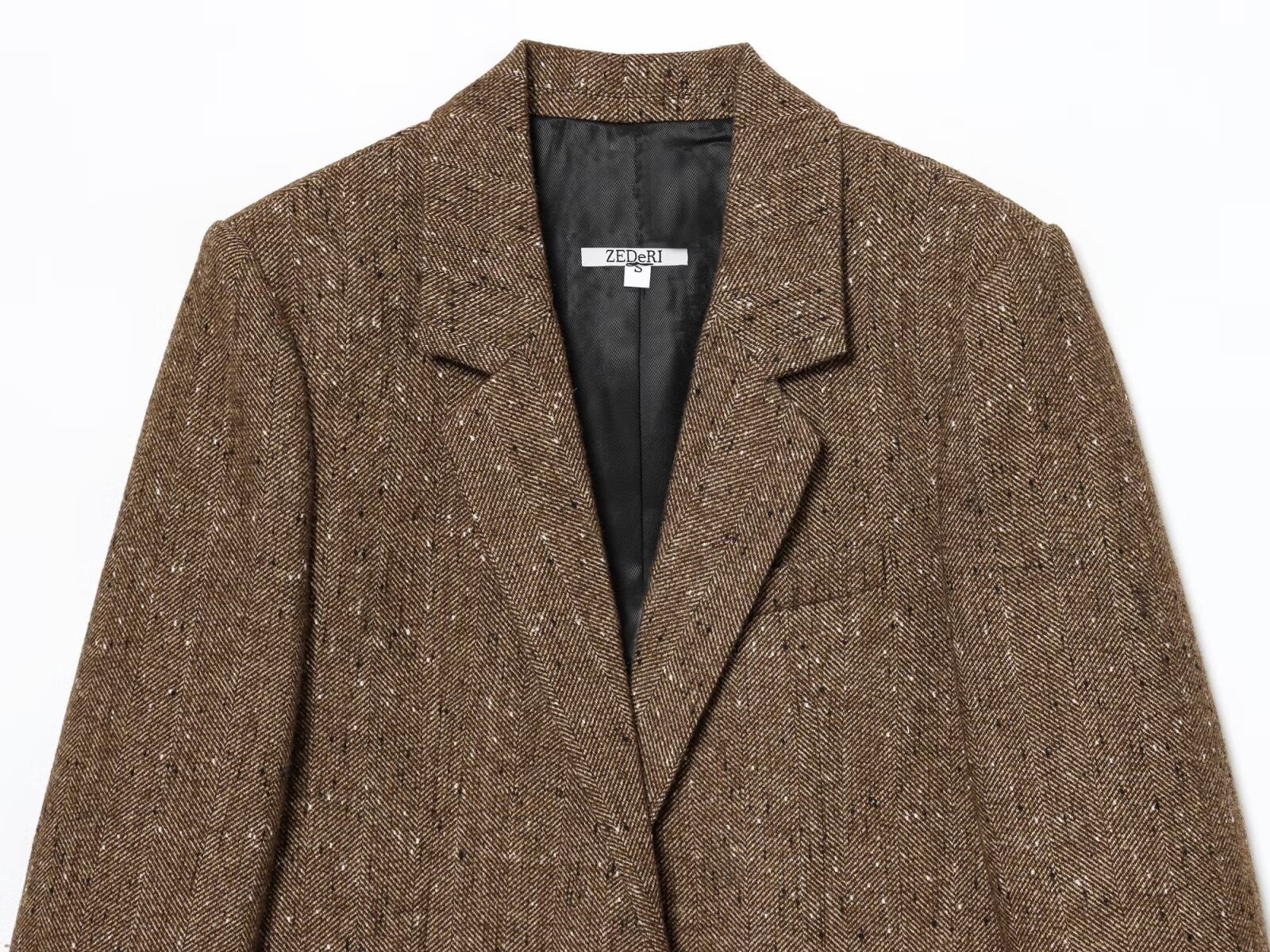Eleganter Damen Blazer Mit Fischgrätmuster Für Frühling Herbst_voghion.com
