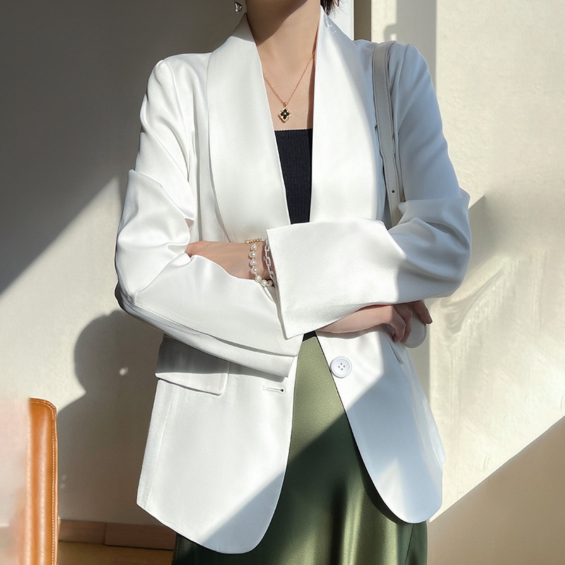 Spring Summer New Satin Elegant Blazer, High-grade Acetate Top, Loose And Fashionable Casual Thin Suit, Versatile_voghion.com