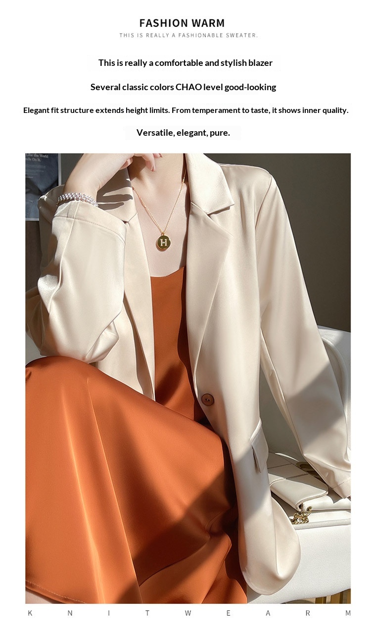 Blazer in raso di seta donna giacca leggera estiva a mantello_voghion.com