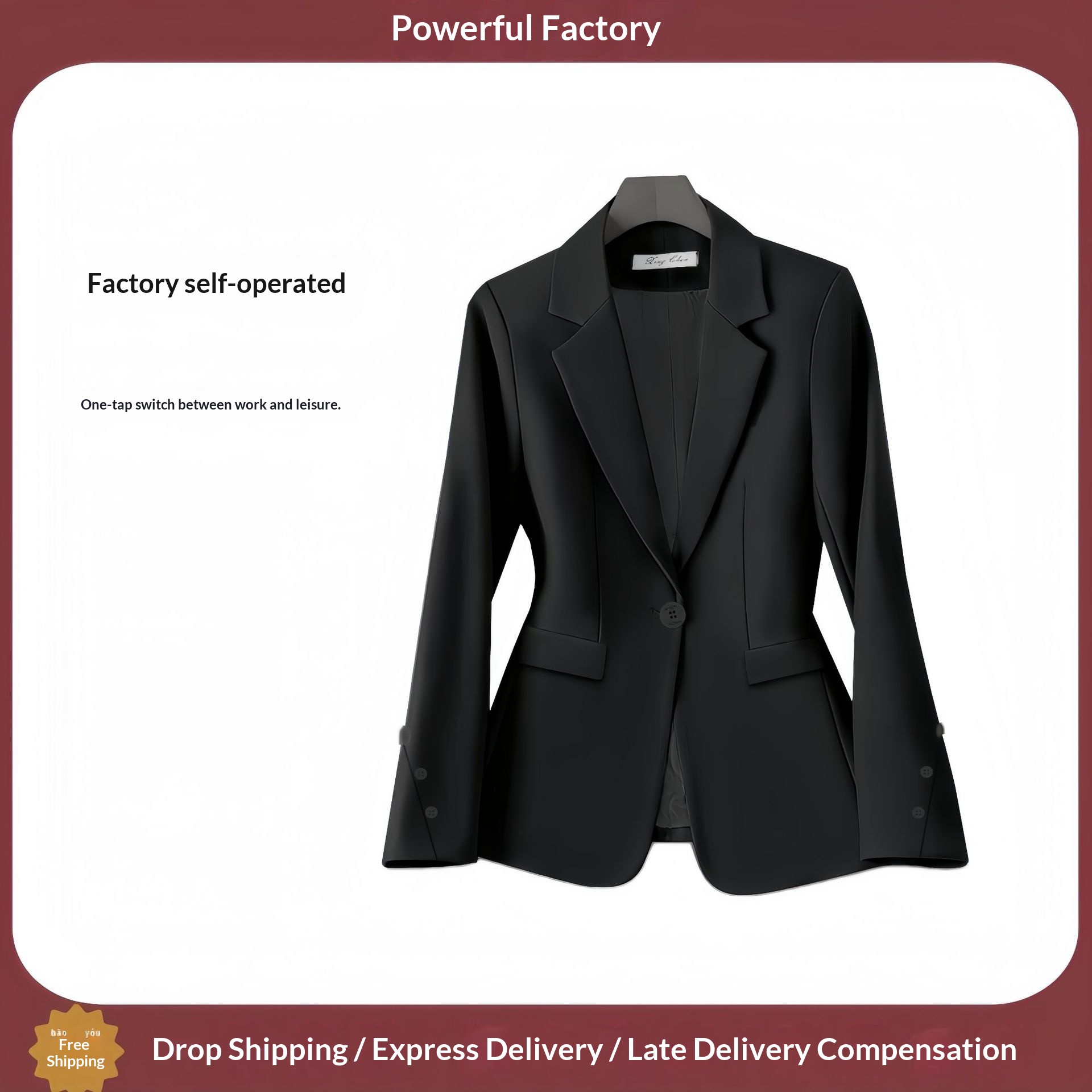 Blazer feminino cor café estilo coreano corte casual_voghion.com
