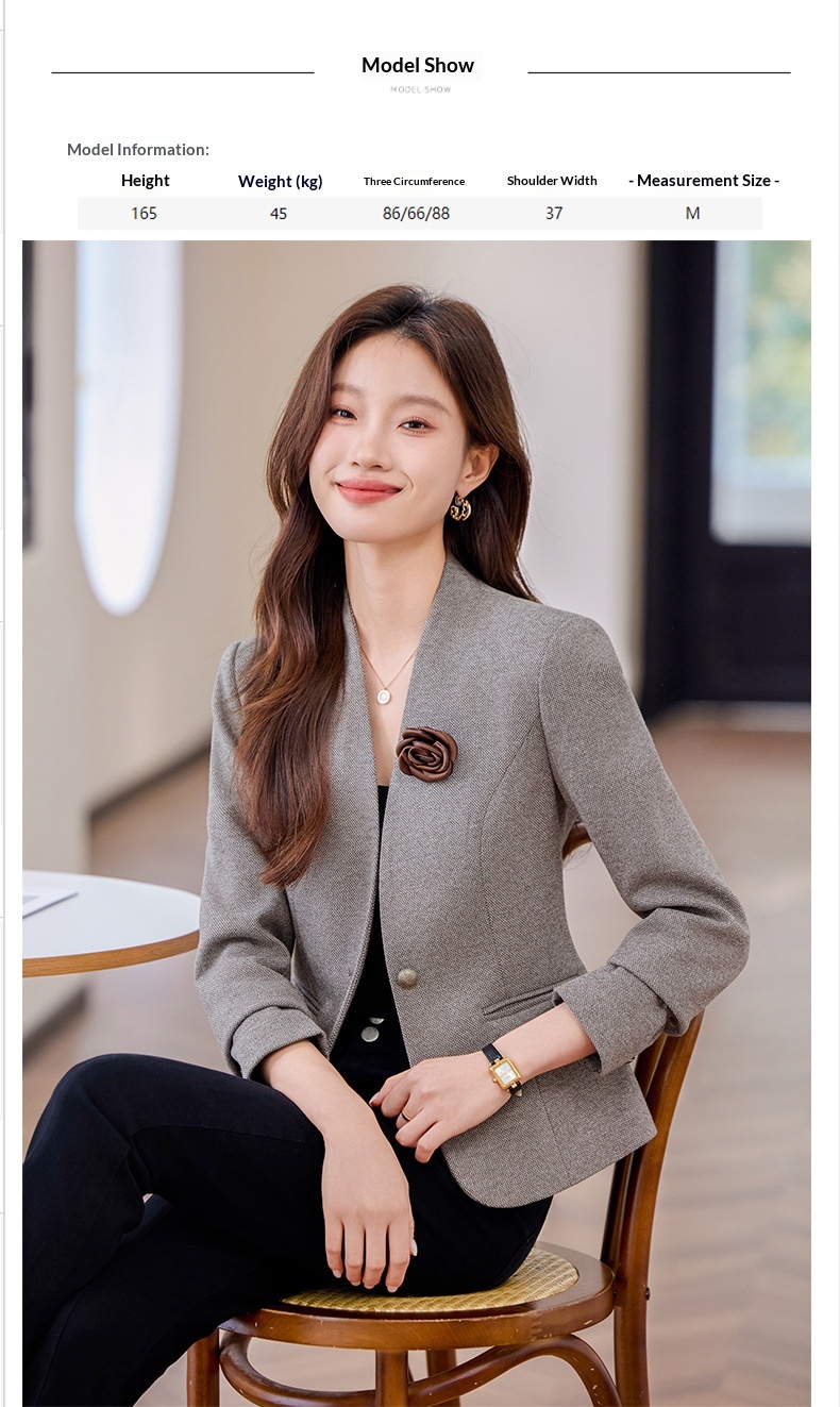 Collarless Blazer For Women Elegant Casual Short Lightweight Coat_voghion.com