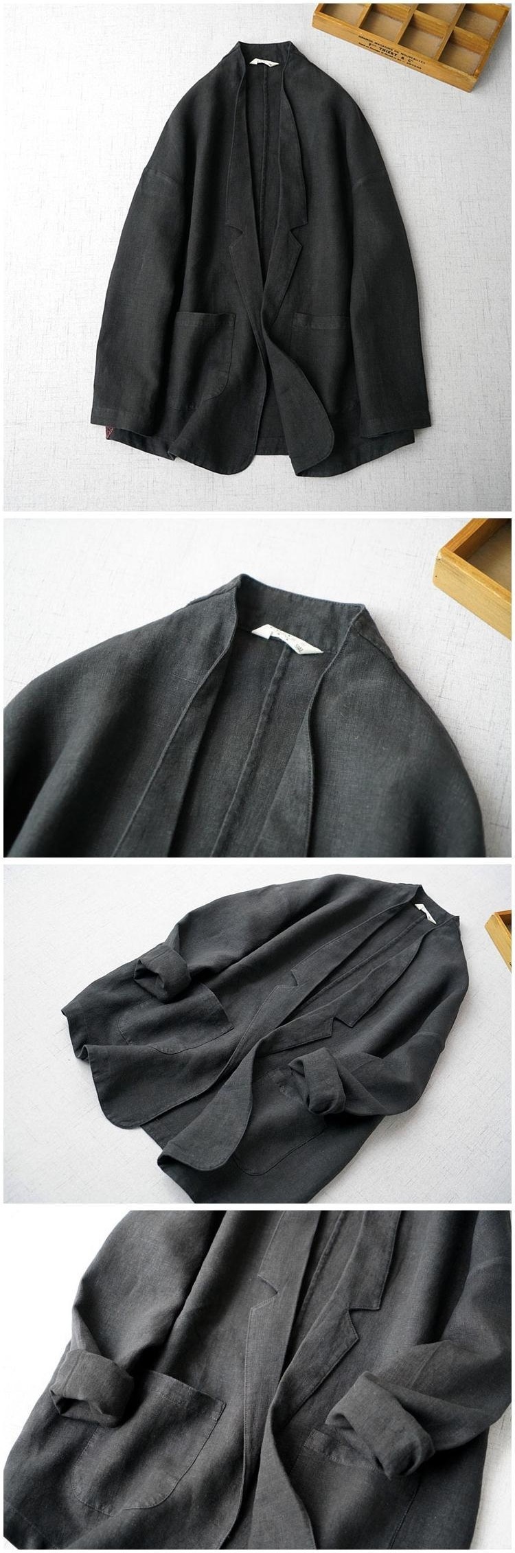 Modieuze plus size dames blazer van katoen en linnen_voghion.com