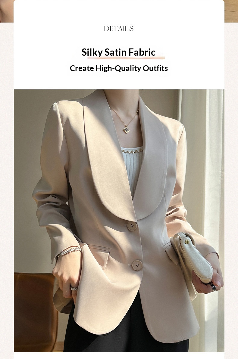 Women's Satin Blazer Elegant Loose Lightweight Jacket For Summer_voghion.com