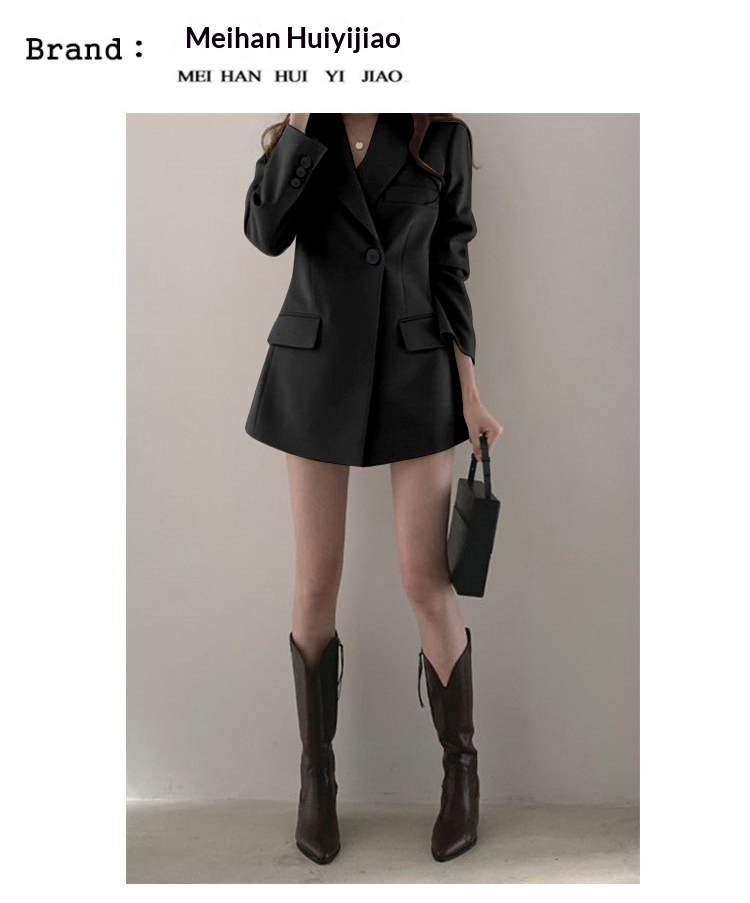 Dam retro khaki blazer lätt jacka med lös passform för hösten_voghion.com