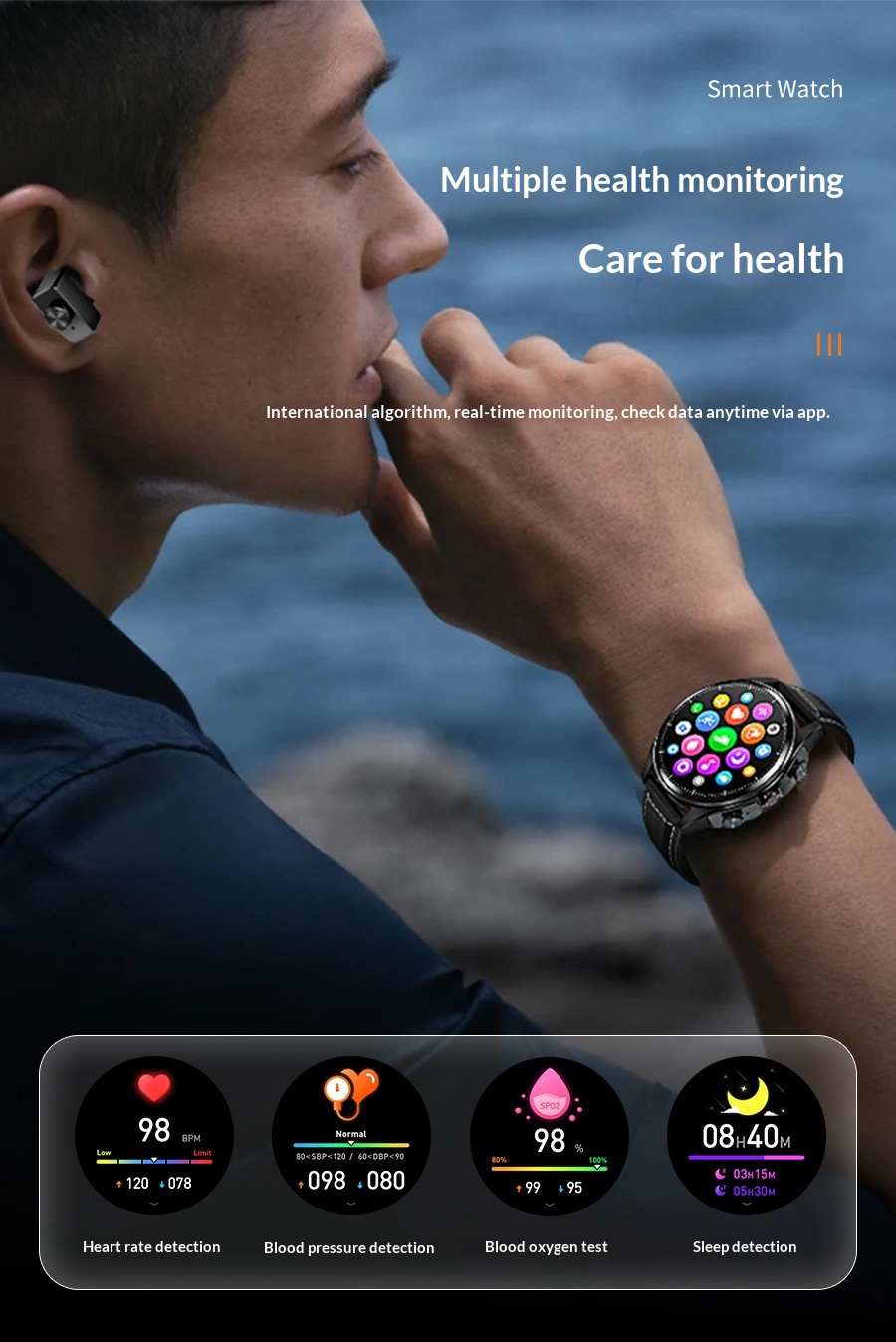 Smartwatch Mit Tws-ohrhörern Herzfrequenz Schlaftracker Nfc Sport_voghion.com